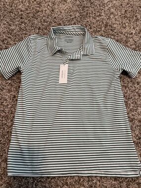 Crewcuts Green and White Striped Polo